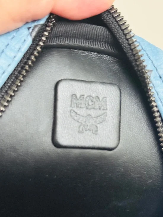 Authentic MCM Stark Mini Backpack Blue Visetos Studded 8x10x4 clean + Dust Bag - Picture 16 of 16